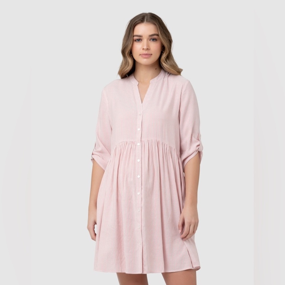 Ripe Australia Sam Stripe Dress Terracotta / White, size L